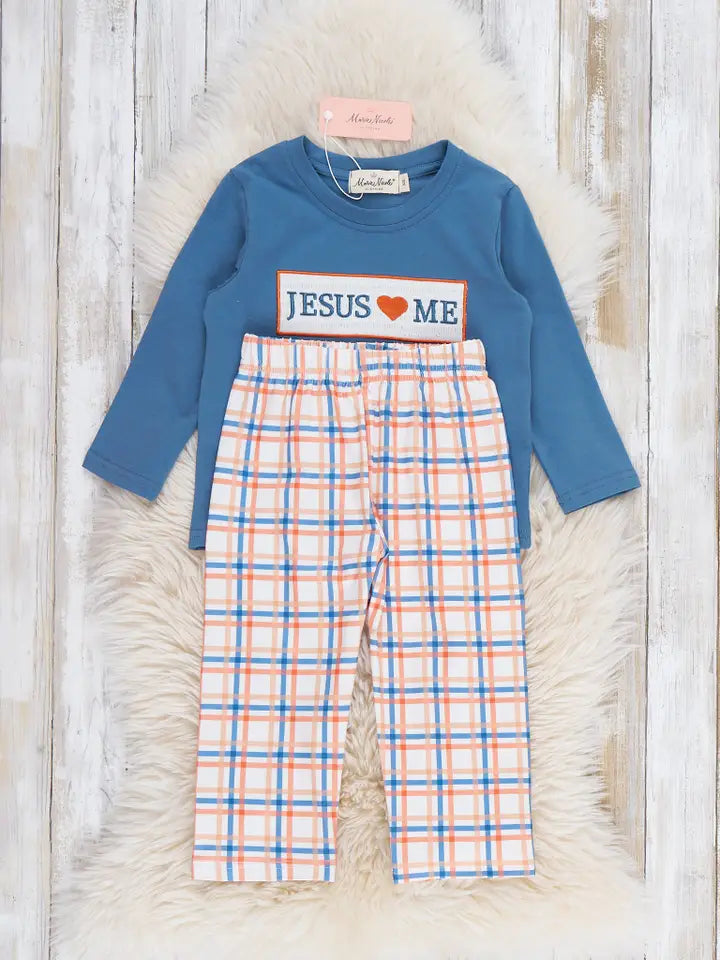 Graceful Plaid "Jesus Loves Me" Outfit