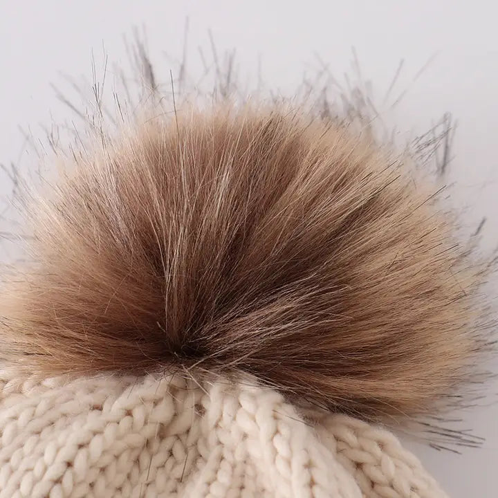 Hand Embroidered Pom Pom Beanie Hat Mommy&Me