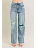 Judy Blue Hw Destroy & Knee Patch Straight Jeans