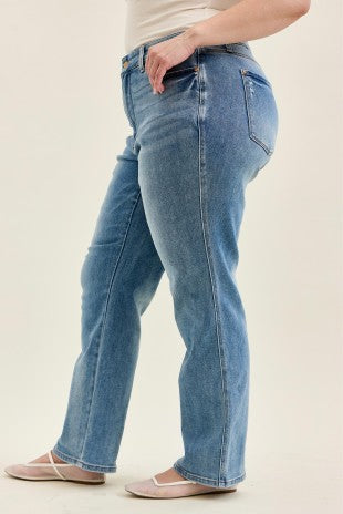 Judy Blue HW Tummy Control Contrast Wash Straight