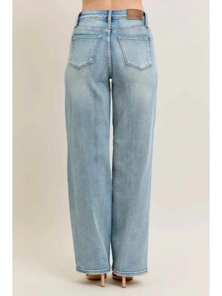 Judy Blue Hw Destroy & Knee Patch Straight Jeans