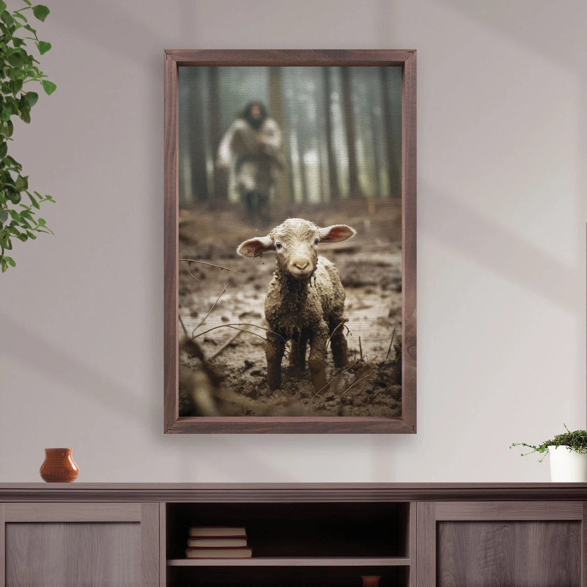 I Am Found Collection Framed Linen Art - Lamb