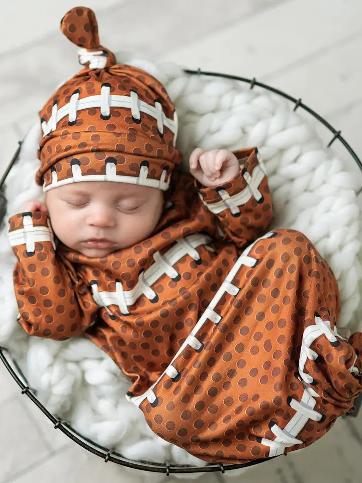 Infant Football Baby Gown and Hat Set