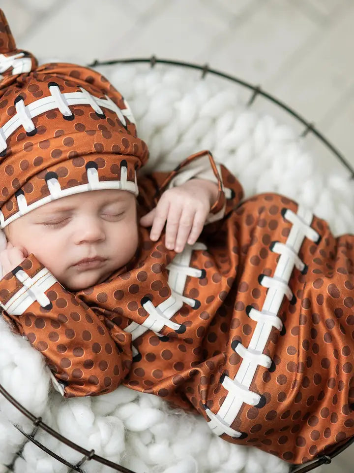 Infant Football Baby Gown and Hat Set