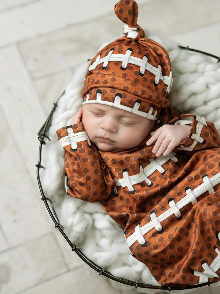 Infant Football Baby Gown and Hat Set