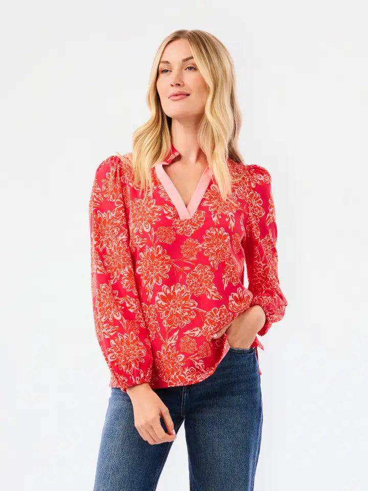 Mary Square Kayla Top | Drift Blooms Pink