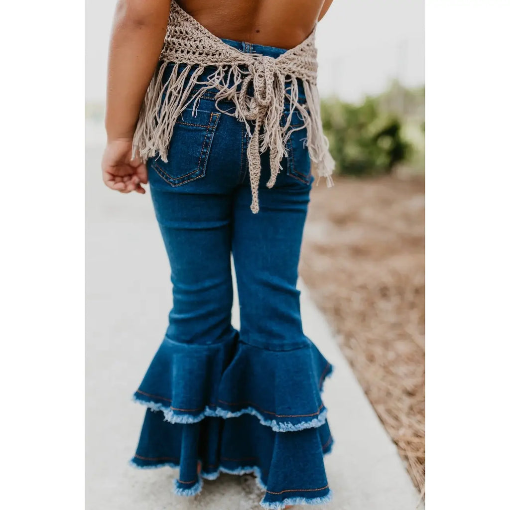 Kids Denim Double Ruffle Jeans Pant