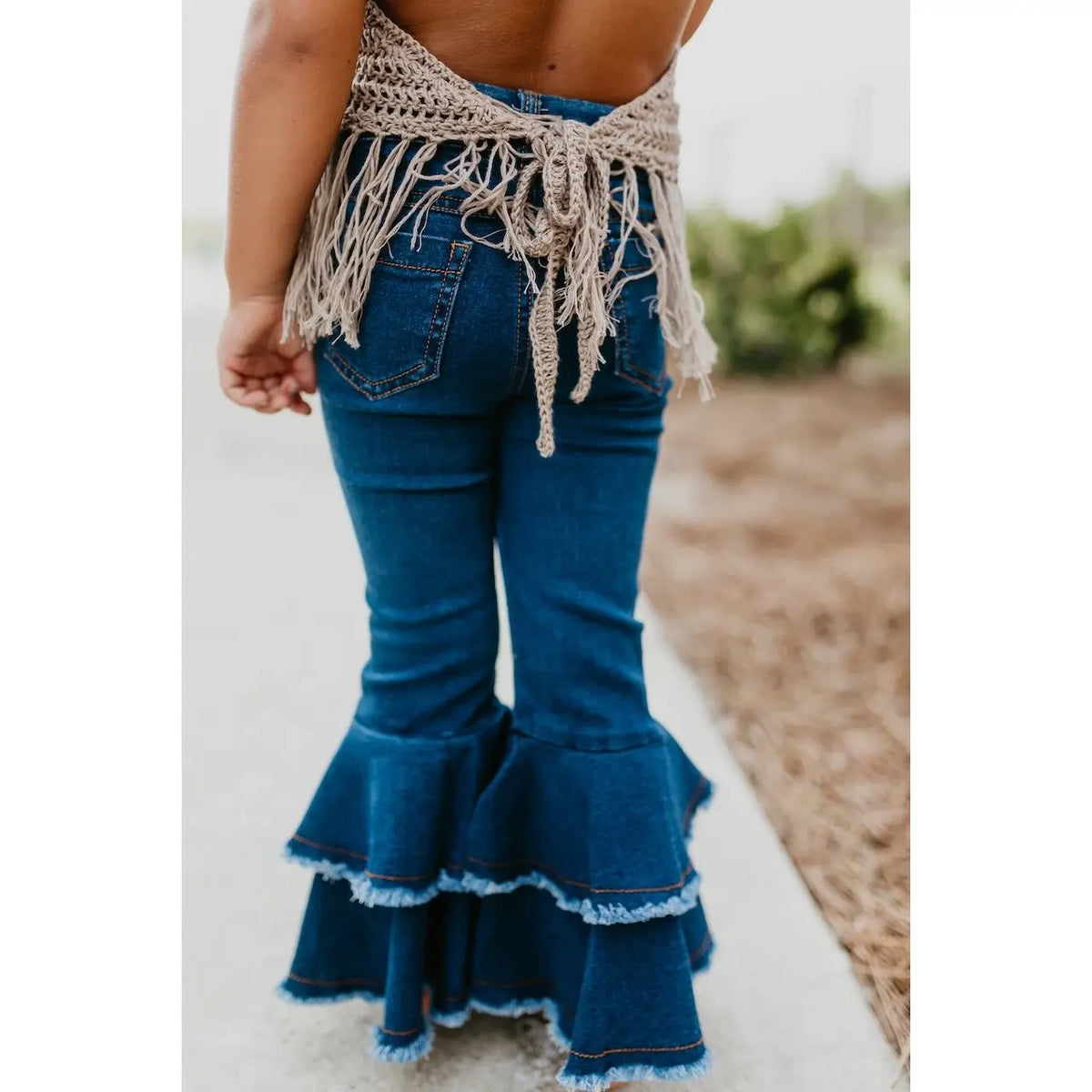 Kids Denim Double Ruffle Jeans Pant