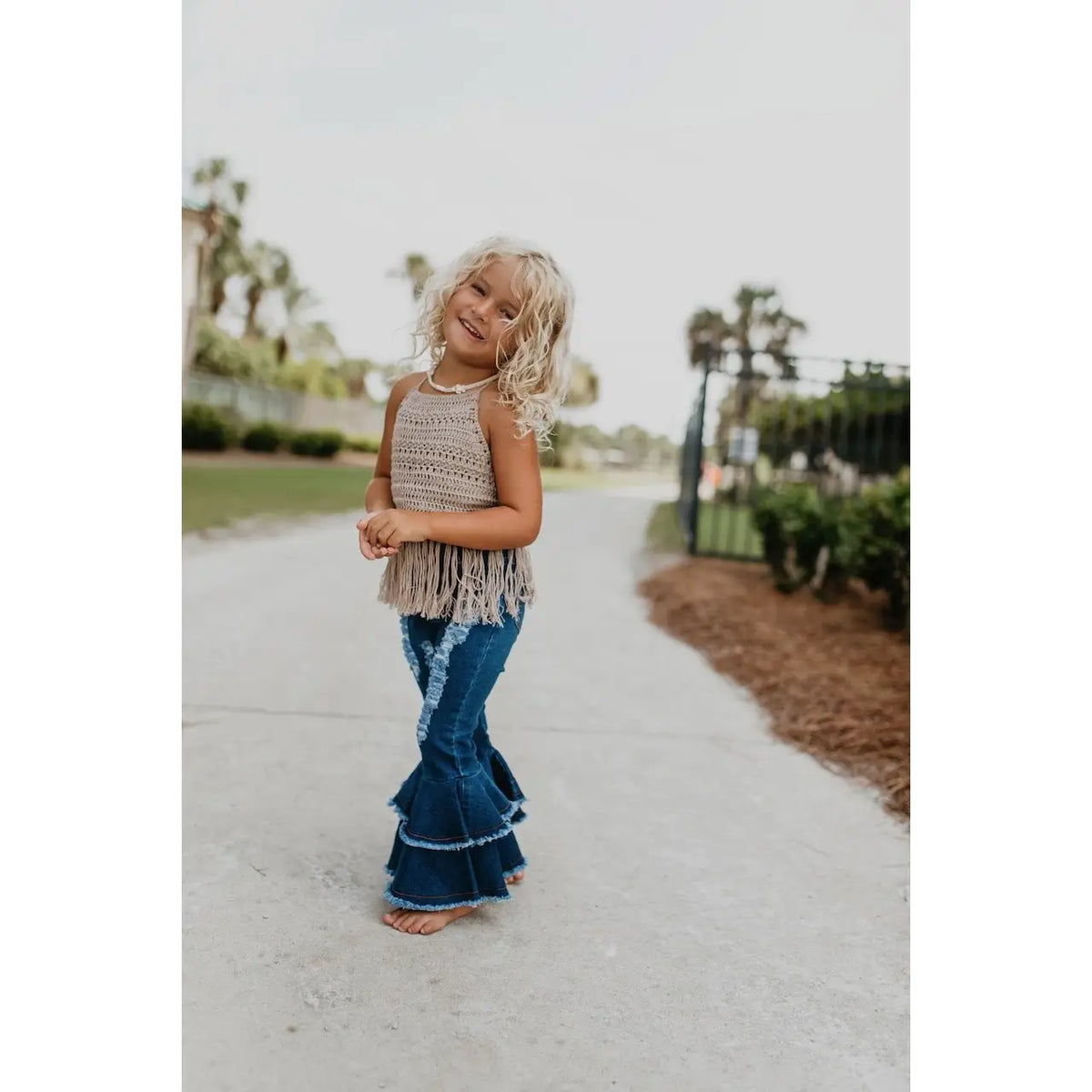 Kids Denim Double Ruffle Jeans Pant