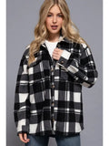 Long Sleeve Check Printed Fleece Shacket