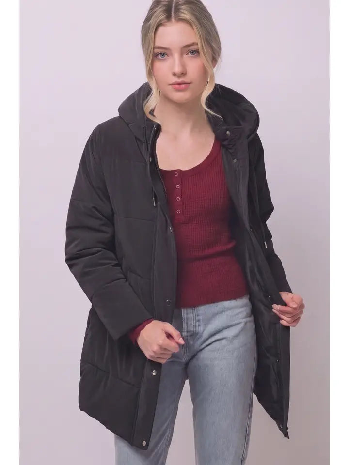 Long Hooded Puffer Jacket