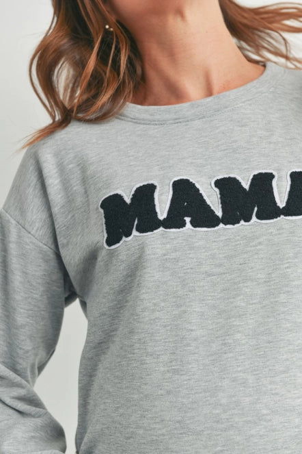 Mama Crewneck Nursing Maternity Gray Pullover Sweatshirt