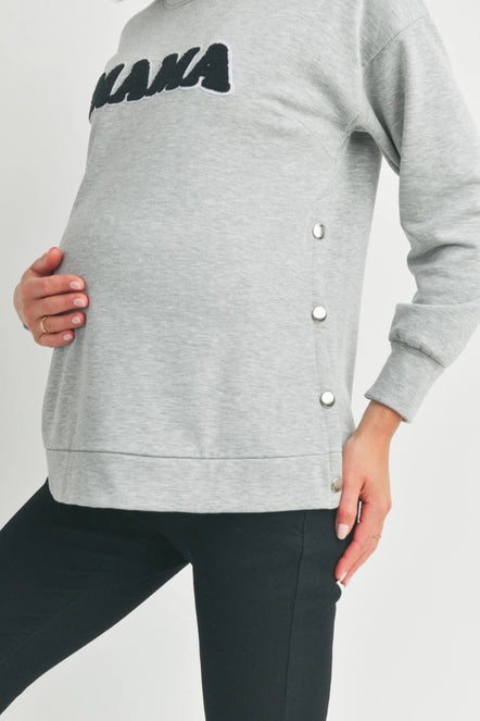 Mama Crewneck Nursing Maternity Gray Pullover Sweatshirt