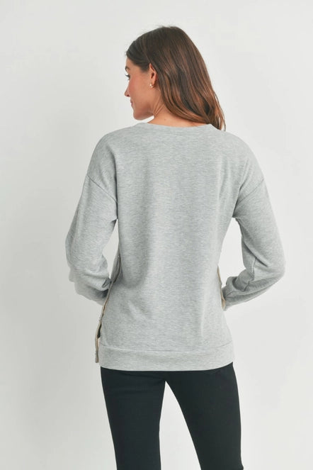 Mama Crewneck Nursing Maternity Gray Pullover Sweatshirt