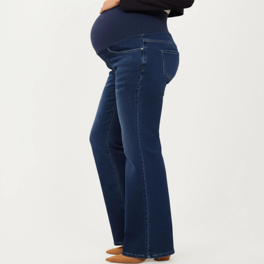 Maternity Flare Jeans with Full Over Belly Panel