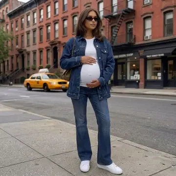 Maternity Flare Jeans with Full Over Belly Panel and Classic