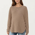 Maternity Long Sleeve Ribbed Knit Top with Crew Neck