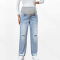 Maternity Distressed Straight Leg Jeans with Belly Panel