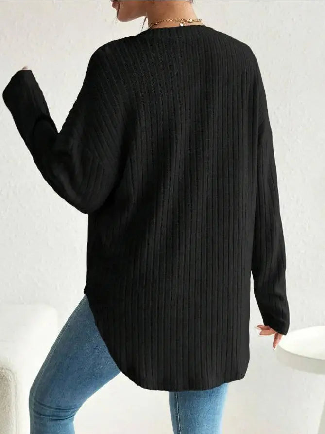 Maternity Ribbed Button Front V Neck Cardigan