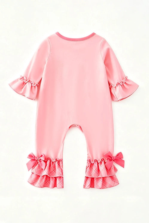 Merry Grin-Mas Pink Printed Baby Romper