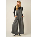 Mineral Wash Ruffle Hem Henley Jumpsuit