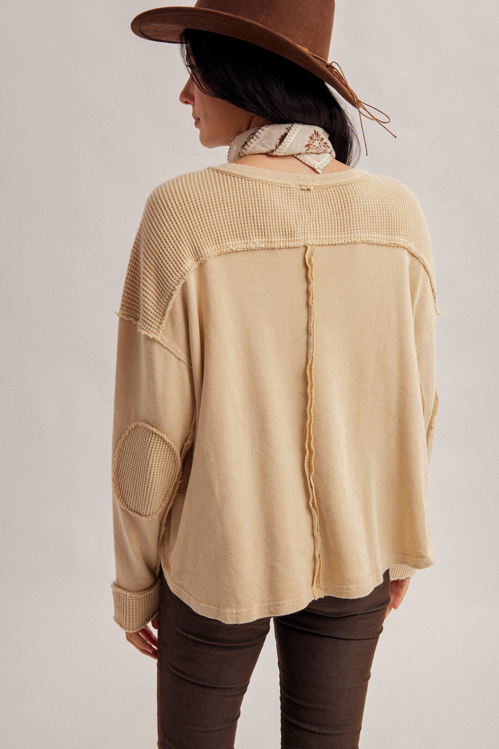 Mineral Washed Waffle Fabric Mixed Terry Top