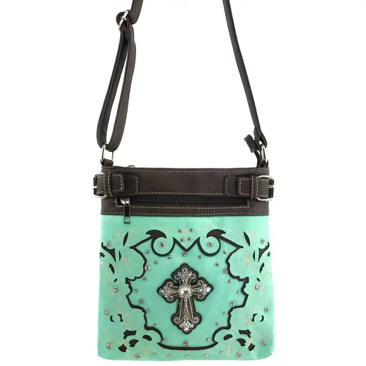 Mint Green Cross Western Crossbody Purse