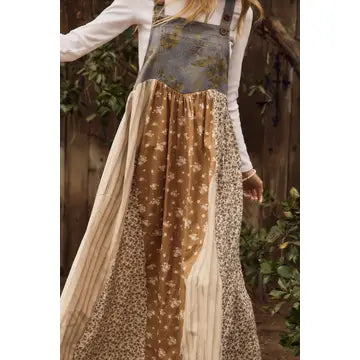 Mixed Floral Print Overall Maxi Dress