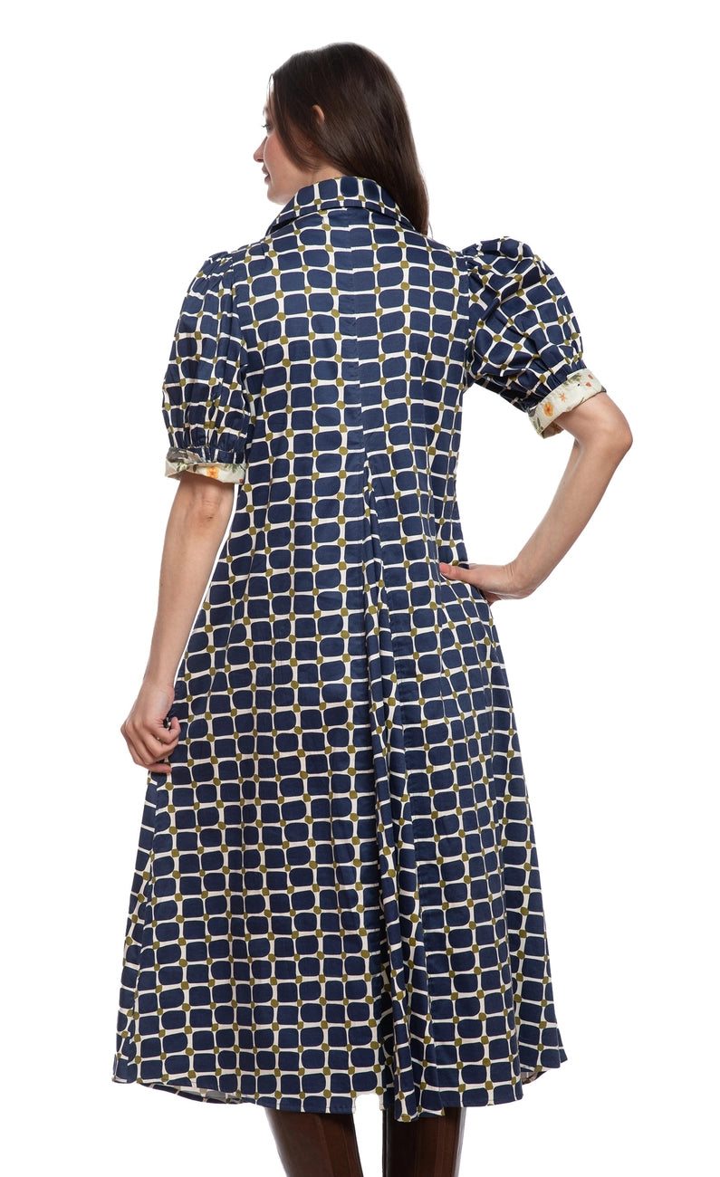 Dizzy Lizzy Montauk Dress Navy Green Grid Print