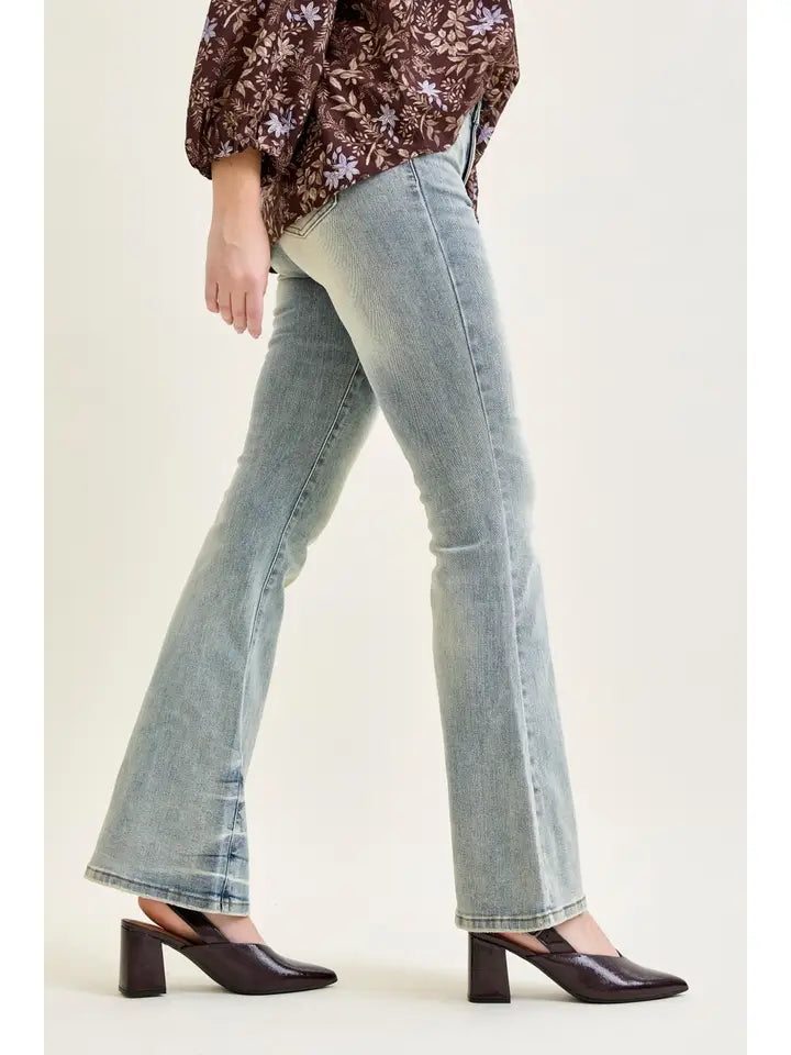 Judy Blue Mr Tinted Pin Tack Detail Flare Jeans