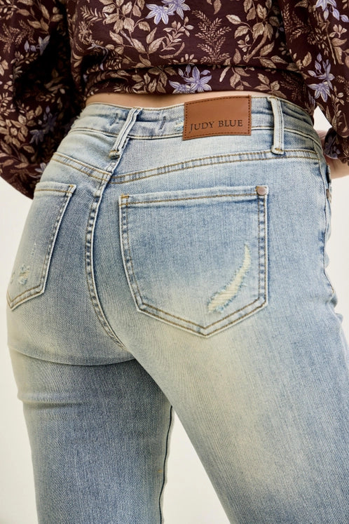 Judy Blue Mr Tinted Pin Tack Detail Flare Jeans