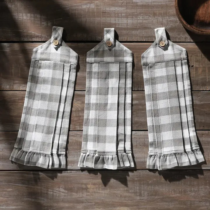 Neutral Grey Check Kitchen Towel Set of 3 Annie