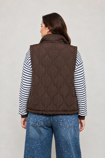 PLUS PLAID COLLAR QUILTED ZIP-UP VEST