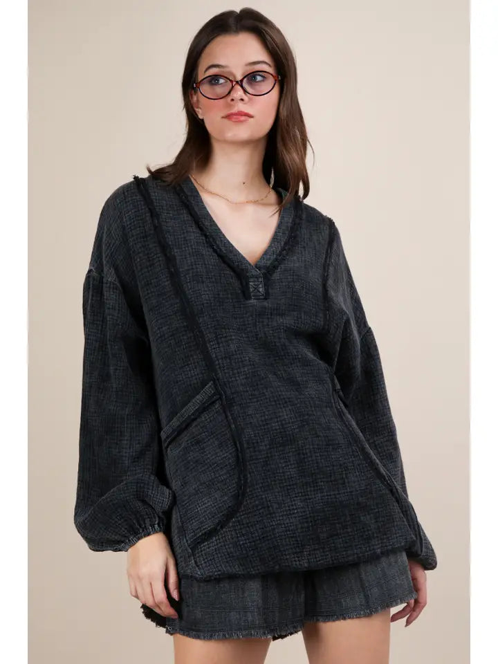 PLUS Size Washed Cotton Gauze Oversized Top