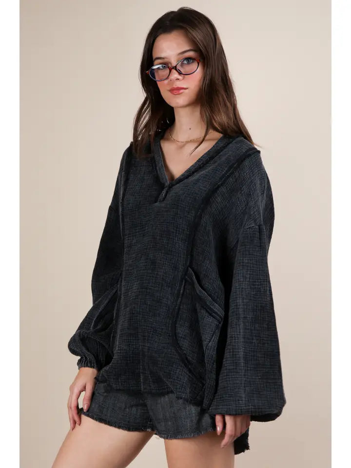 PLUS Size Washed Cotton Gauze Oversized Top