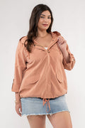 PLUS SNAP BUTTON ZIP UP HOODED JACKET