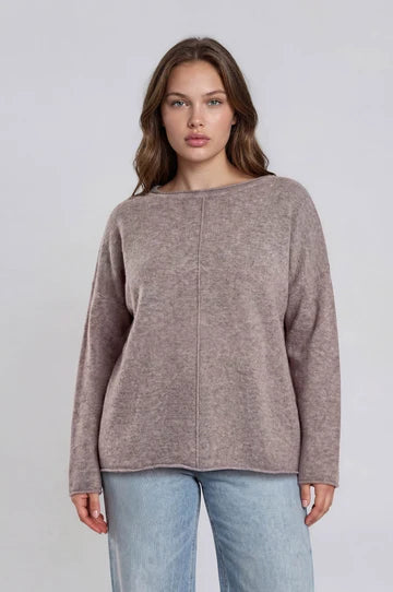 PLUS CENTER SEAM ROLLED NECK KNIT SWEATER