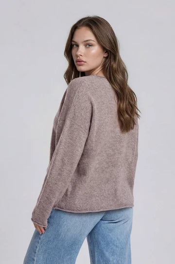 PLUS CENTER SEAM ROLLED NECK KNIT SWEATER