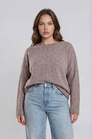 PLUS CENTER SEAM ROLLED NECK KNIT SWEATER