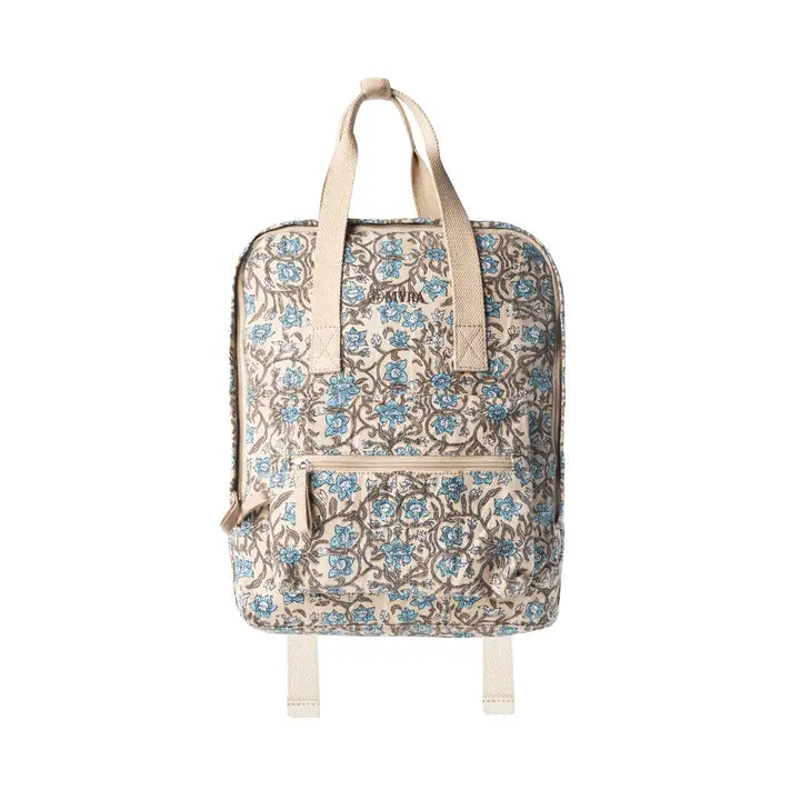 Pine Meadow Cotton & Leather Crossbody Bag in Natural & Blue Floral