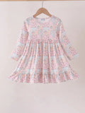 Girls Pink Pumpkin Ruffle Dress
