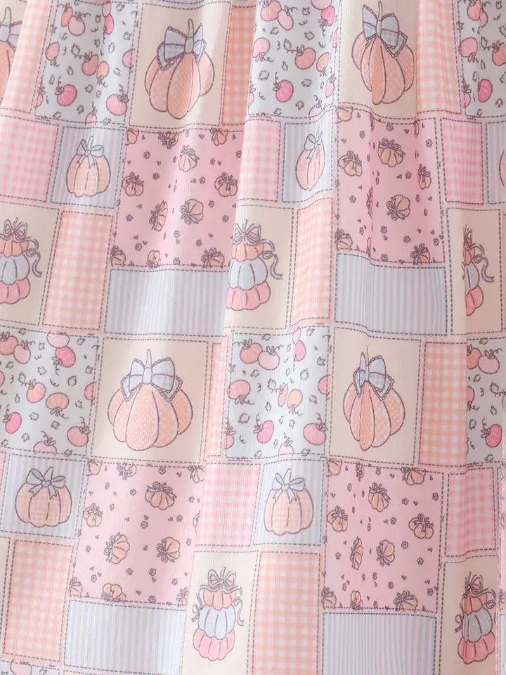 Girls Pink Pumpkin Ruffle Dress