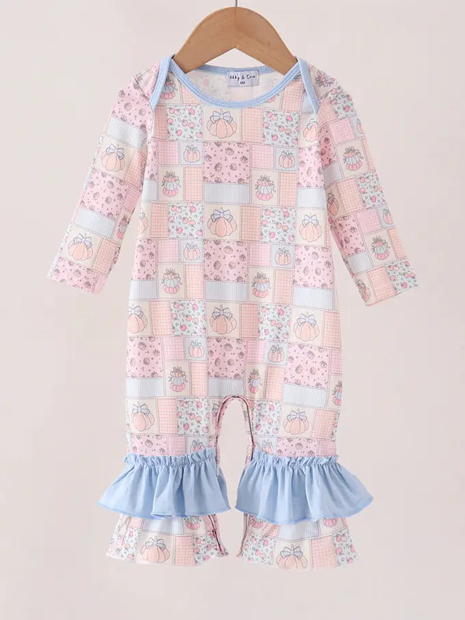 Pink Pumpkin Ruffle Romper