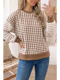 Plaid Striped Patchwork Long Sleeve Casual Top