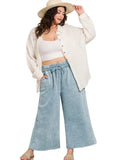 Plus Acid Wash Palazzo Sweatpants with Pockets
