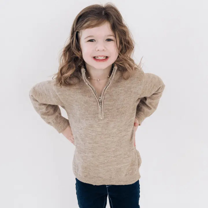 Quarter Zip Sweater Sand - Child