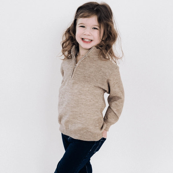 Quarter Zip Sweater Sand - Child