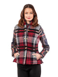 Dizzy-Lizzy Rosey Vest Grey Plaid Flannel