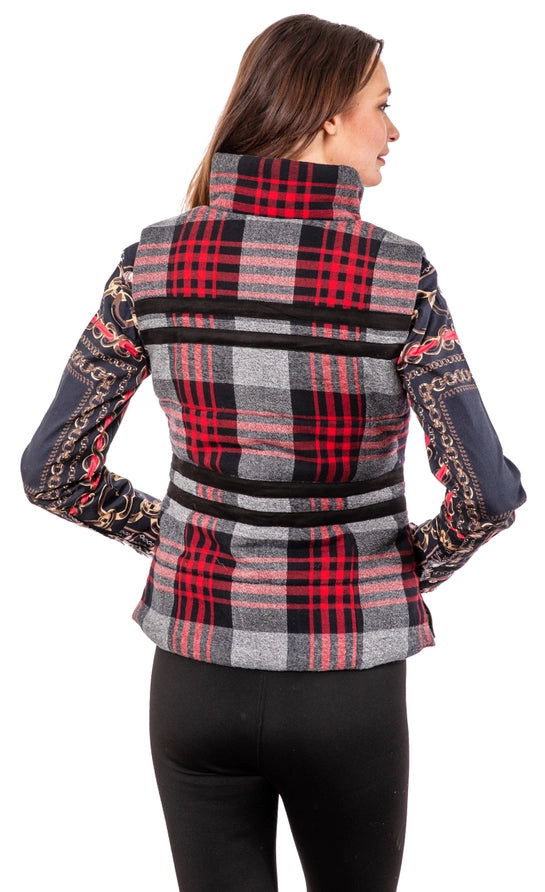 Dizzy-Lizzy Rosey Vest Grey Plaid Flannel