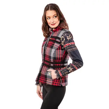 Dizzy-Lizzy Rosey Vest Grey Plaid Flannel